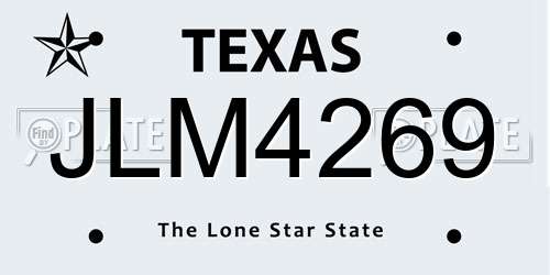JLM4269 Texas License Plate