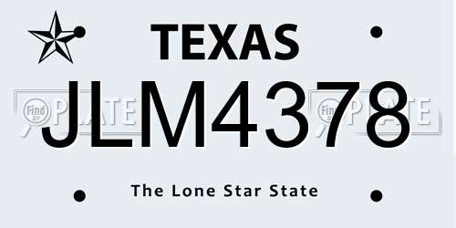 JLM4378 Texas License Plate