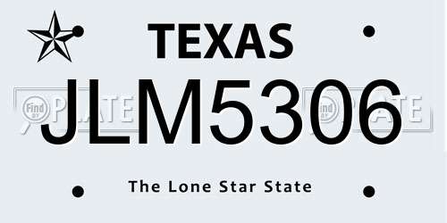 JLM5306 Texas License Plate