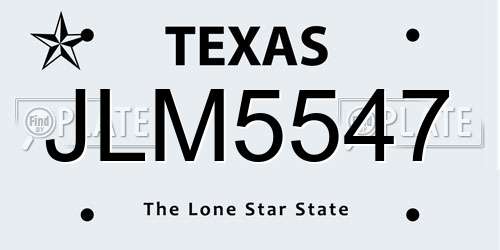 JLM5547 Texas License Plate