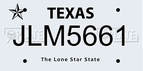 JLM5661 Texas License Plate