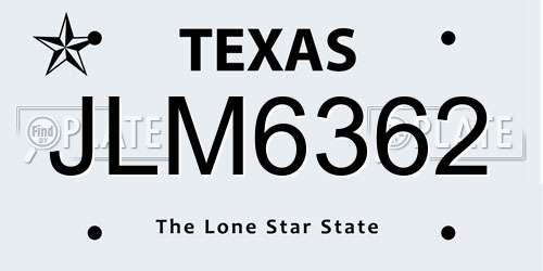 JLM6362 Texas License Plate