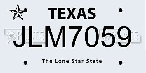 JLM7059 Texas License Plate