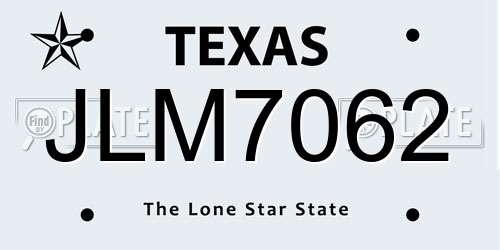 JLM7062 Texas License Plate