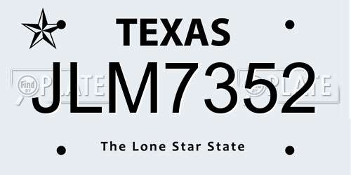 JLM7352 Texas License Plate