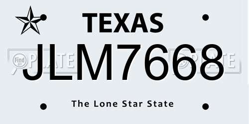 JLM7668 Texas License Plate