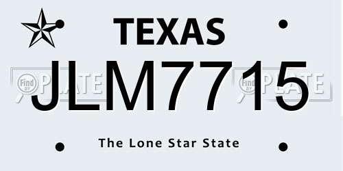 JLM7715 Texas License Plate