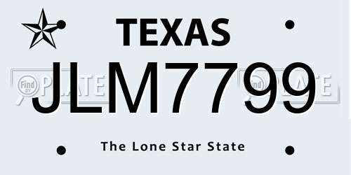 JLM7799 Texas License Plate
