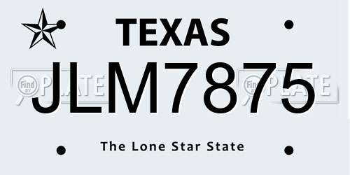 JLM7875 Texas License Plate