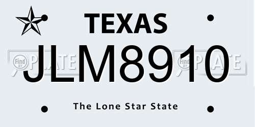 JLM8910 Texas License Plate