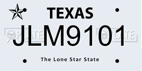 JLM9101 Texas License Plate