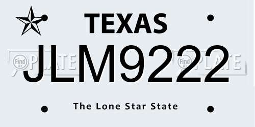 JLM9222 Texas License Plate