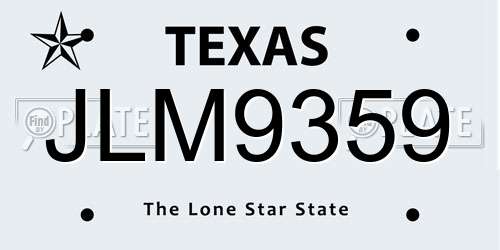 JLM9359 Texas License Plate