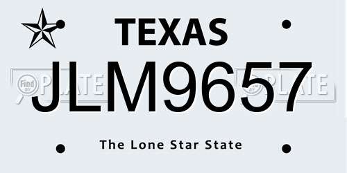 JLM9657 Texas License Plate