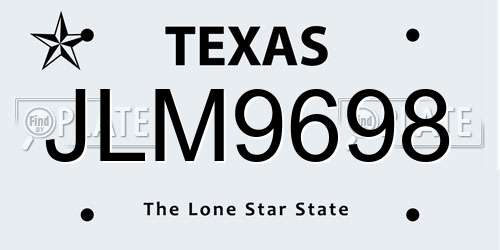 JLM9698 Texas License Plate