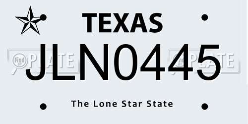 JLN0445 Texas License Plate