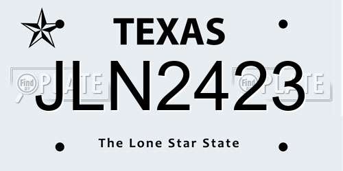 JLN2423 Texas License Plate