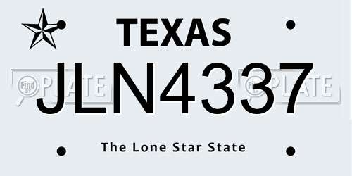 JLN4337 Texas License Plate