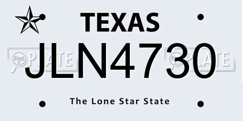 JLN4730 Texas License Plate
