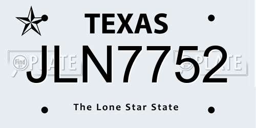 JLN7752 Texas License Plate