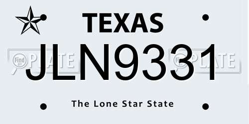 JLN9331 Texas License Plate