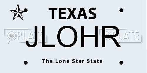 JLOHR Texas License Plate