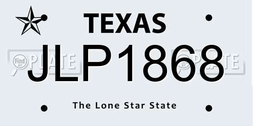 JLP1868 Texas License Plate