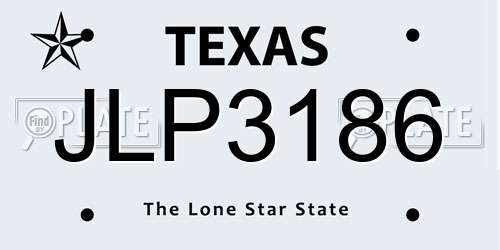 JLP3186 Texas License Plate