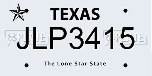 JLP3415 Texas License Plate