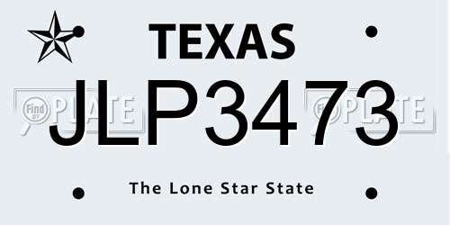 JLP3473 Texas License Plate