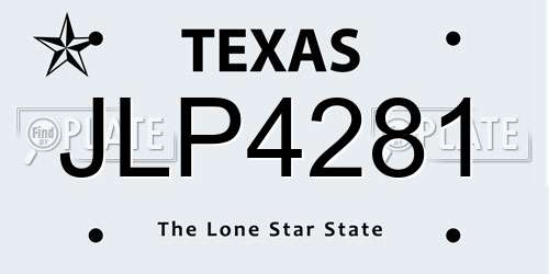 JLP4281 Texas License Plate