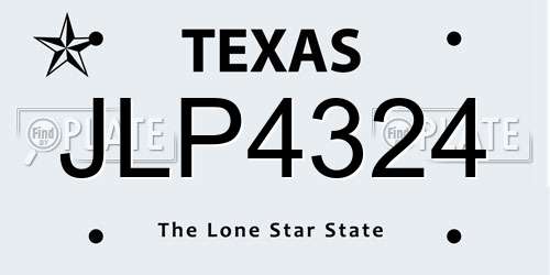 JLP4324 Texas License Plate