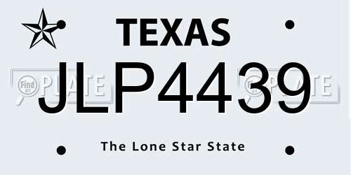 JLP4439 Texas License Plate