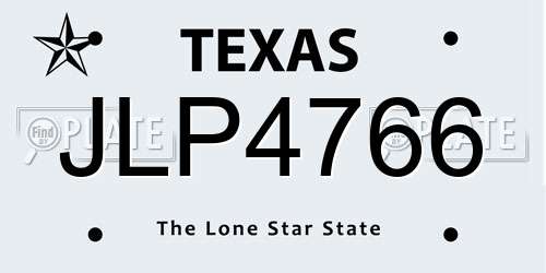 JLP4766 Texas License Plate