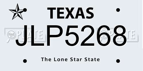 JLP5268 Texas License Plate