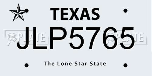 JLP5765 Texas License Plate