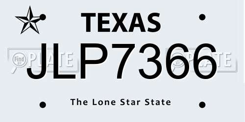 JLP7366 Texas License Plate