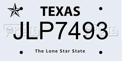 JLP7493 Texas License Plate