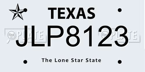 JLP8123 Texas License Plate
