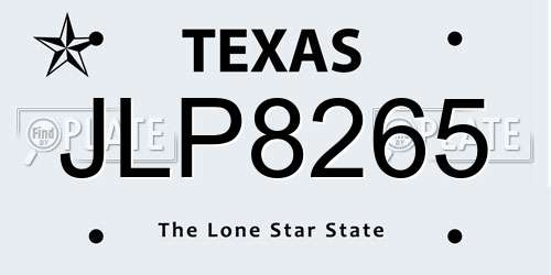 JLP8265 Texas License Plate