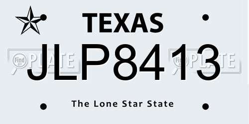 JLP8413 Texas License Plate