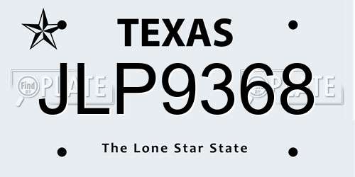 JLP9368 Texas License Plate
