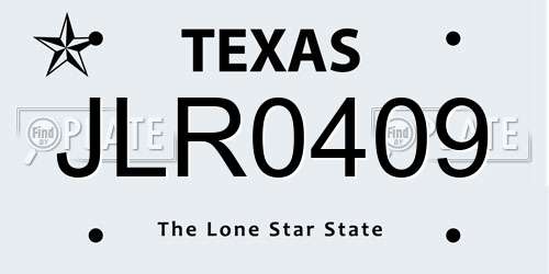JLR0409 Texas License Plate