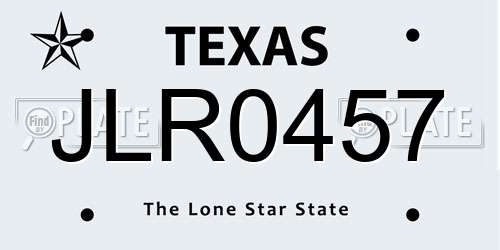 JLR0457 Texas License Plate