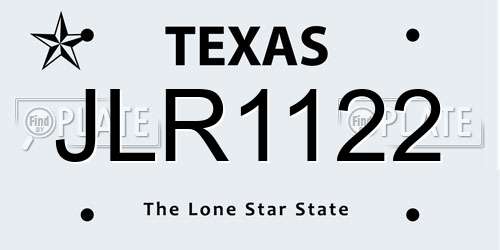 JLR1122 Texas License Plate