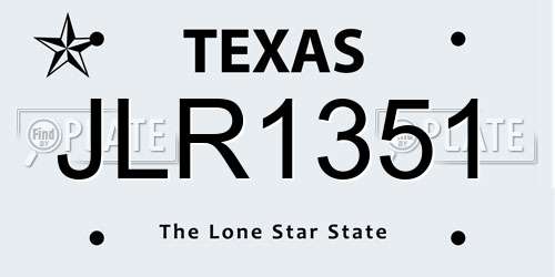 JLR1351 Texas License Plate