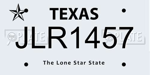 JLR1457 Texas License Plate