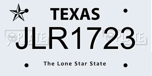 JLR1723 Texas License Plate