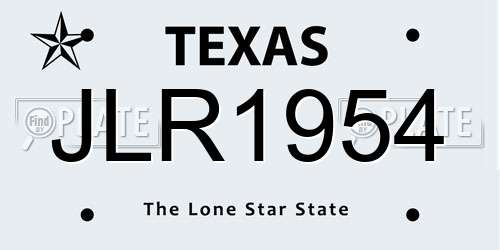 JLR1954 Texas License Plate