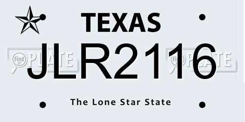 JLR2116 Texas License Plate